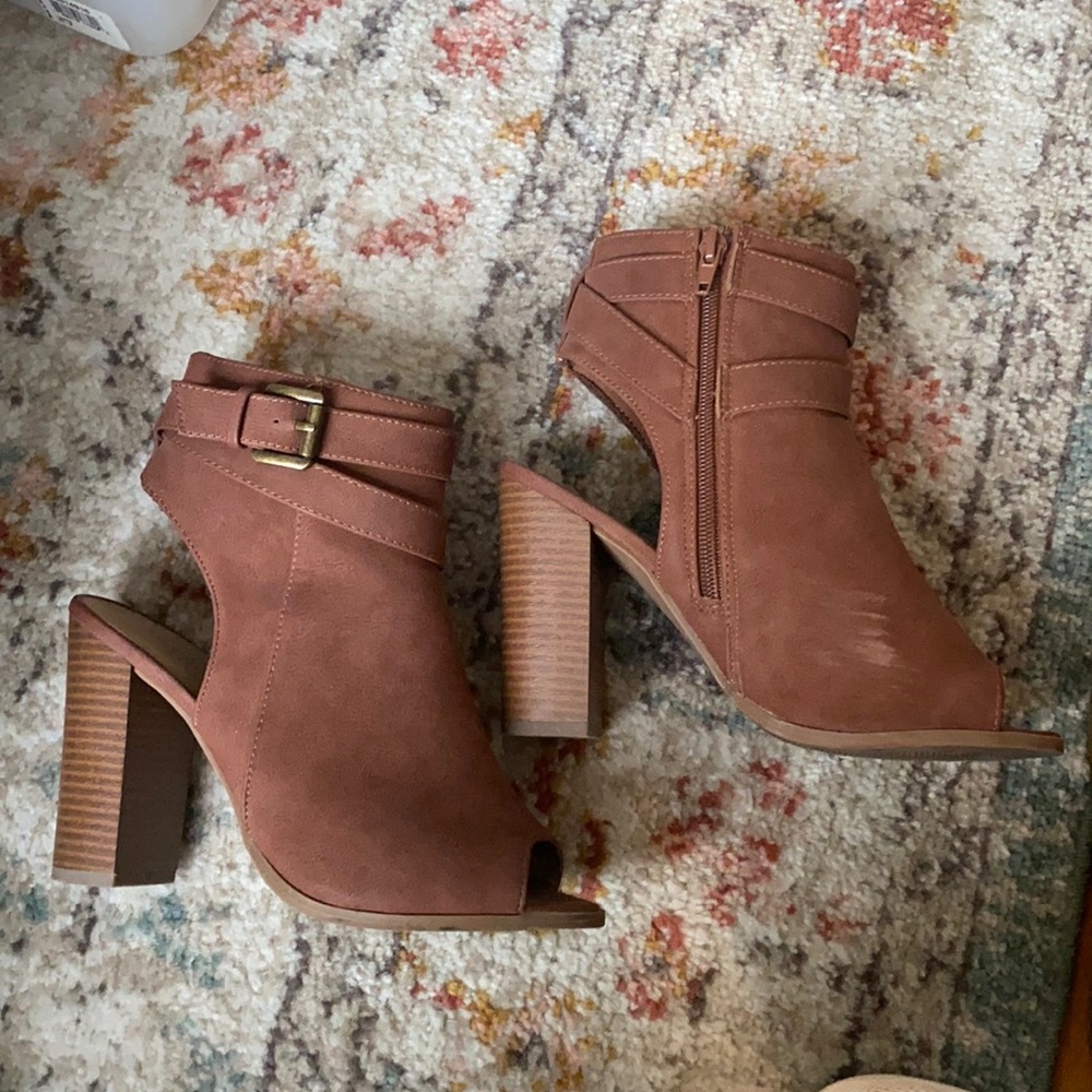 Charlotte Russe Brown Peep Toe Booties